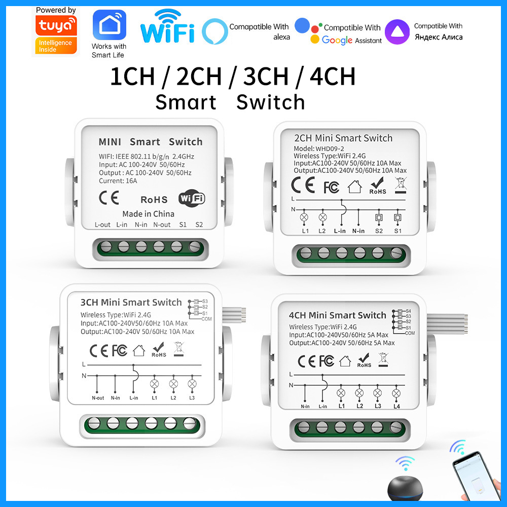 Smart Light Switch Wifi - Tuya WiFi Akıllı Anahtar 1/2/3/4 Düğmeli