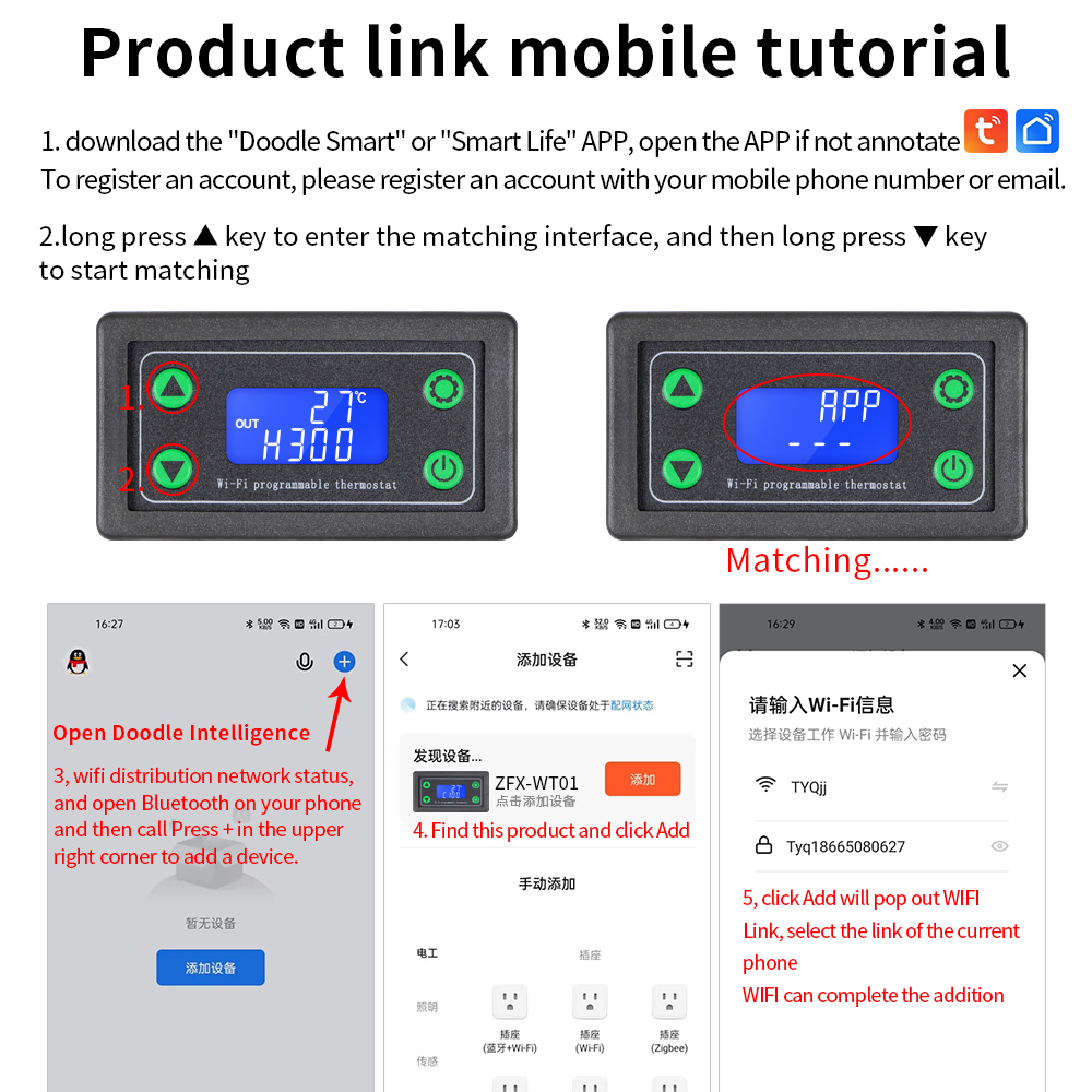 Wifi Thermostat - DC12-36V LED Dijital Sıcaklık Kontrol Cihazı