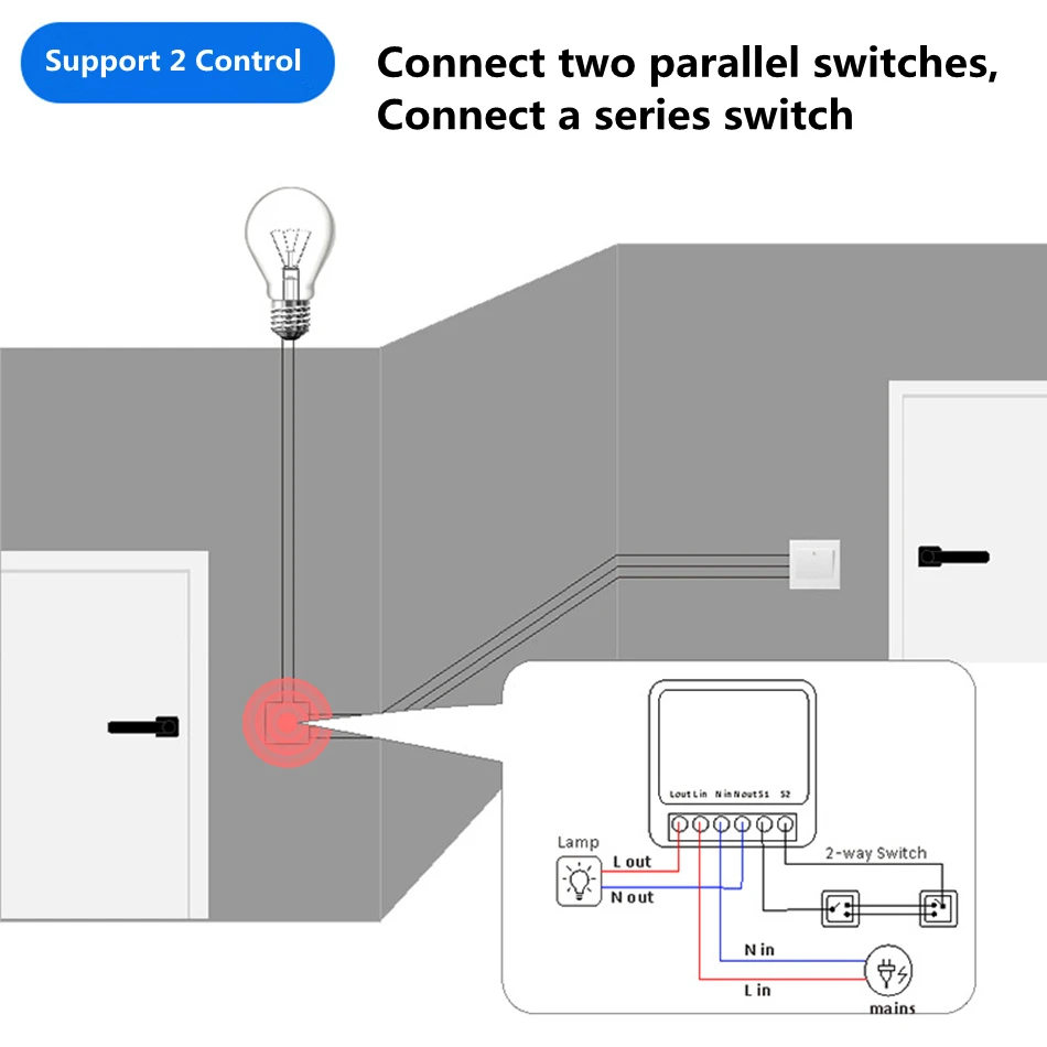 16A İki Yönlü Kontrol DIY WiFi - Smart Light Switch Wifi incelemesi ve fiyatı